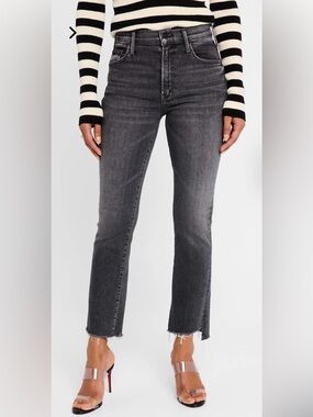 MOTHER The Inside Crop Step Fray Jeans Size 26 Gray Raw Hem High Rise